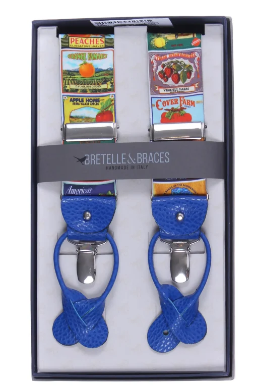 Bretelle in cotone stampa cartelli