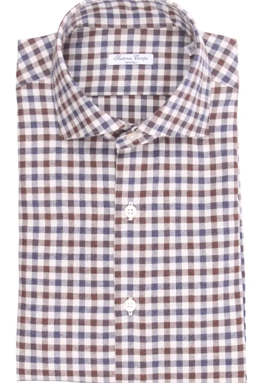 camicia a quadretti in flanella di cotone