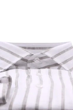 camicia a righe in lino