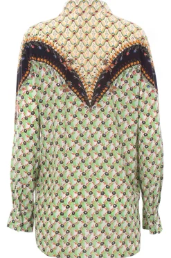 Camicia floreale con bordatura in crepe de chine di seta