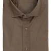 Camicia in gabardina di cotone con bottoni automatici