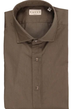 Camicia in gabardina di cotone con bottoni automatici