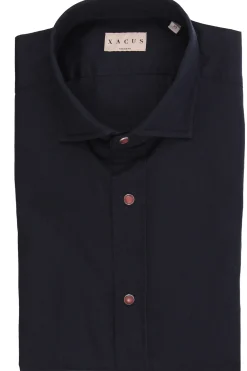 Camicia in gabardina di cotone con bottoni automatici