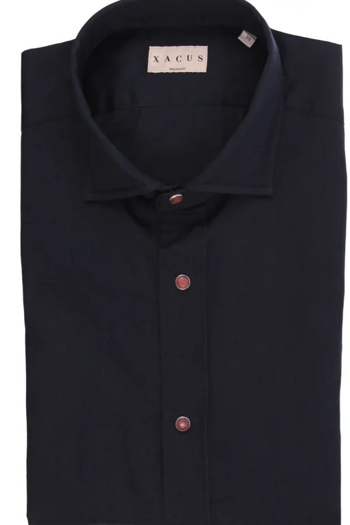 Camicia in gabardina di cotone con bottoni automatici