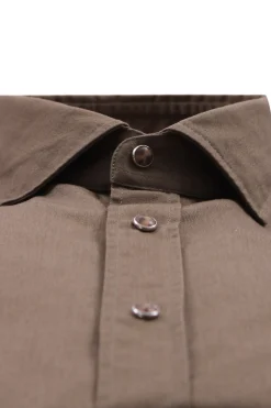 Camicia in gabardina di cotone con bottoni automatici