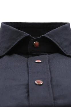 Camicia in gabardina di cotone con bottoni automatici