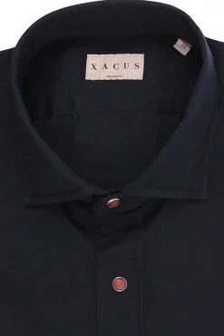 Camicia in gabardina di cotone con bottoni automatici