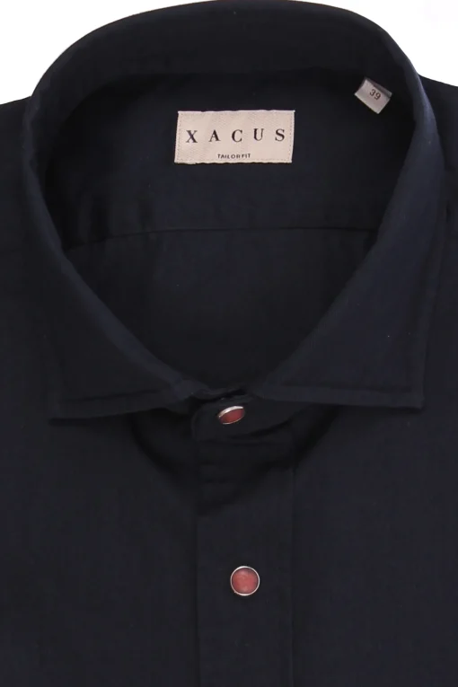 Camicia in gabardina di cotone con bottoni automatici