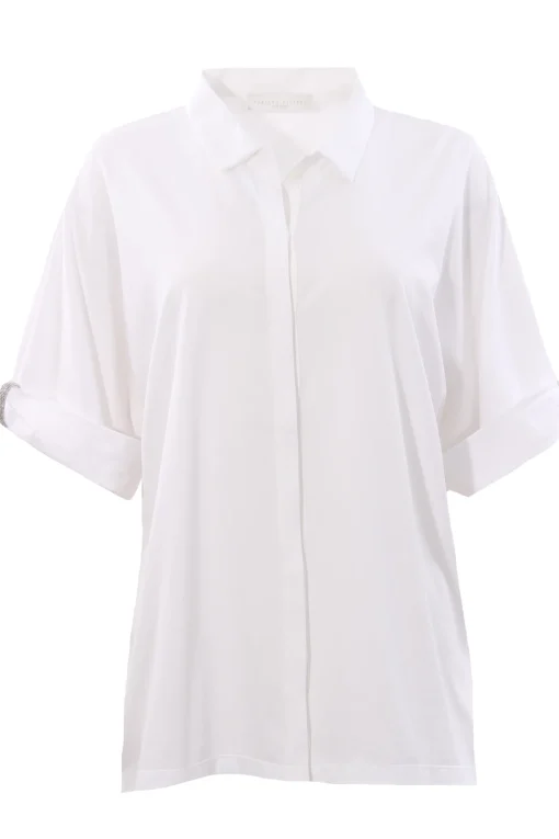 Camicia in jersey di cotone con monile