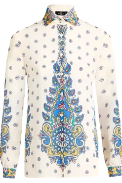 camicia in seta con stampa floreale