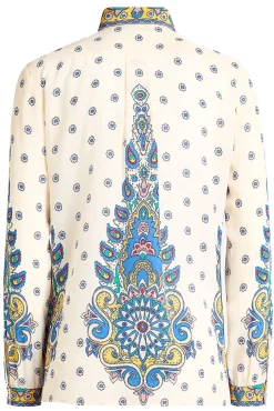camicia in seta con stampa floreale