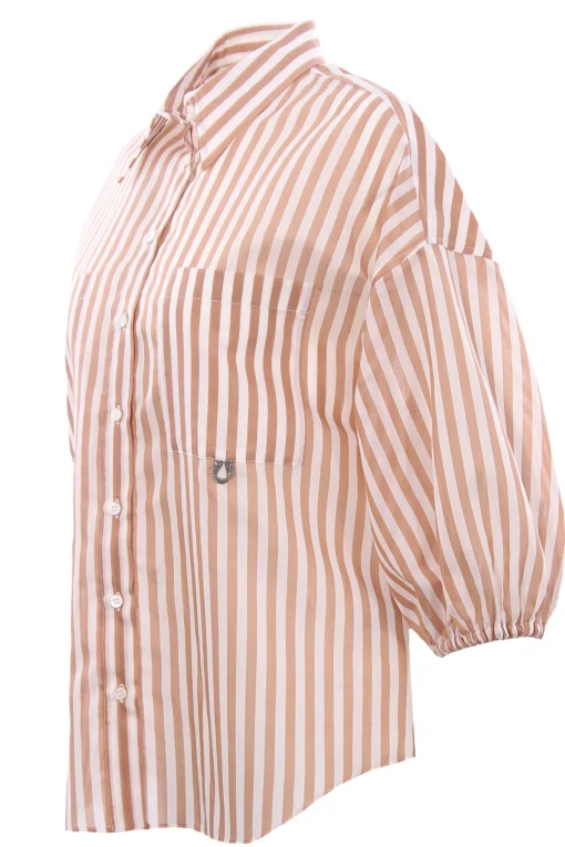 Camicia in seta e cotone disegno riga