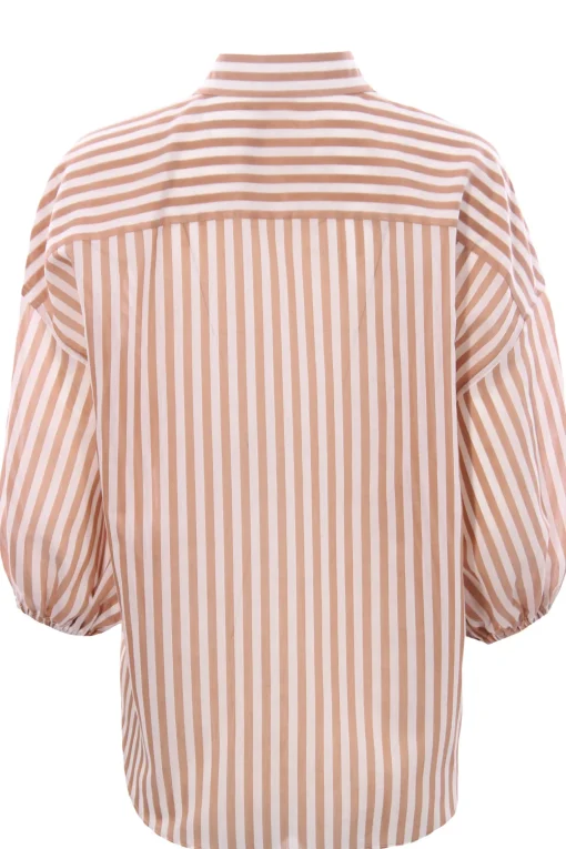Camicia in seta e cotone disegno riga