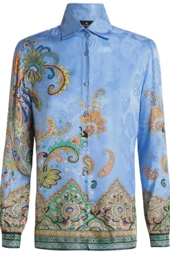 Camicia in viscosa di seta con stampa floreale
