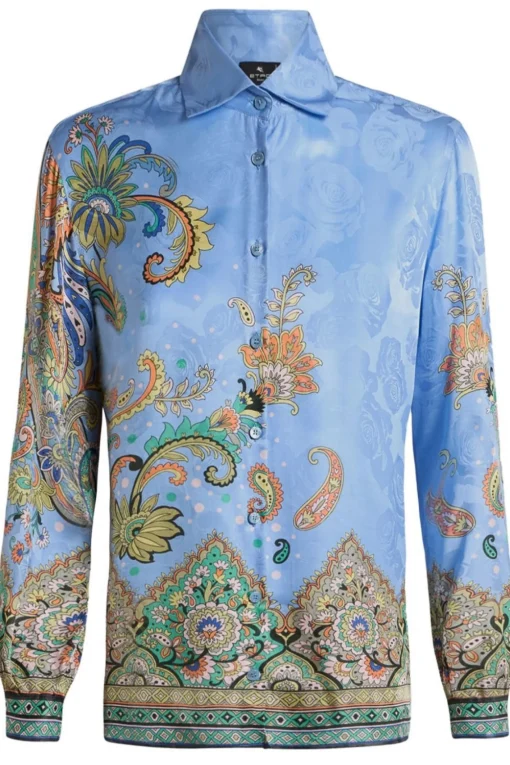 Camicia in viscosa di seta con stampa floreale