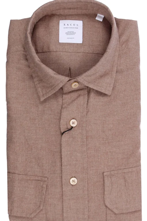Camicia over in flanella di cotone tinto filo