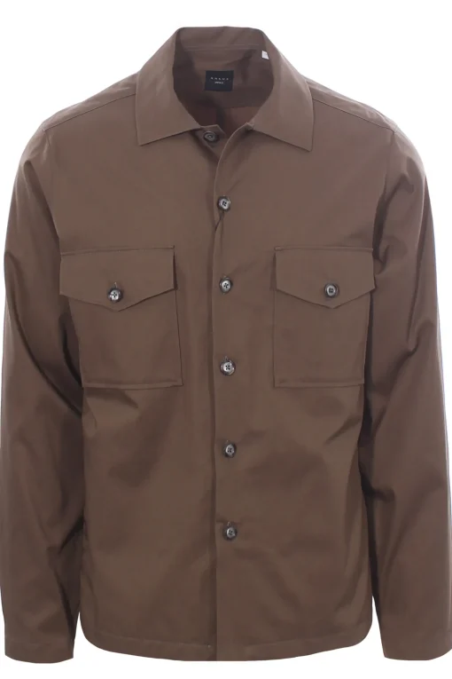 camicia over in gabardina di cotone
