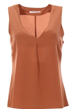Canotta in crepe de chine