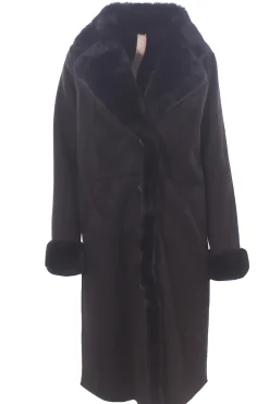 cappotto lungo effetto montone