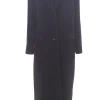 Cappotto lungo monopetto in lana e angora