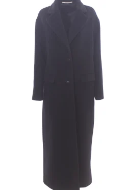 Cappotto lungo monopetto in lana e angora