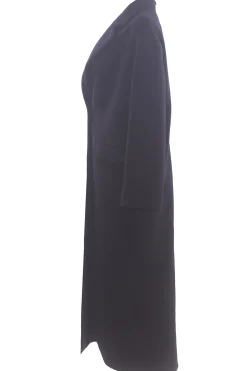 Cappotto lungo monopetto in lana e angora