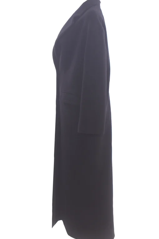 Cappotto lungo monopetto in lana e angora