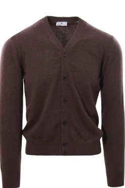 Cardigan chiusura alta in puro cashmere