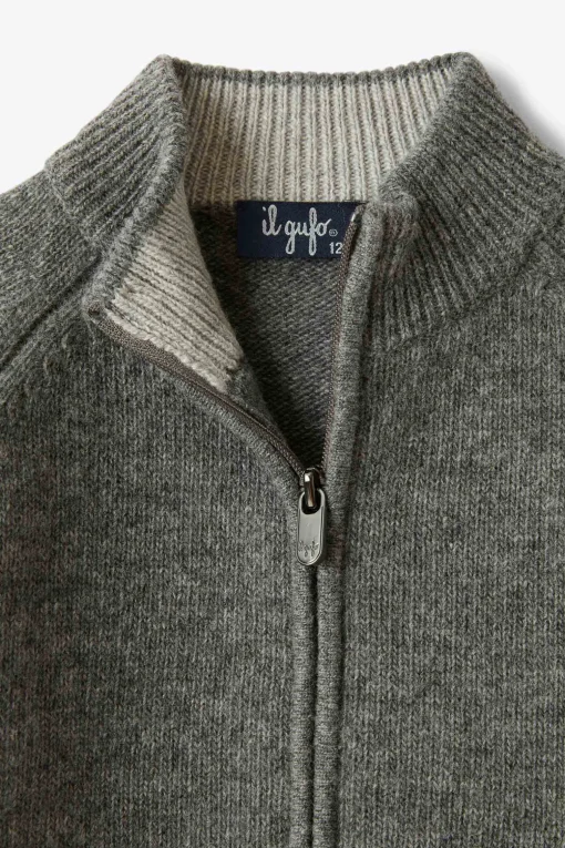 cardigan full zip con toppe