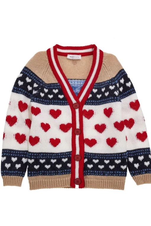 Cardigan in lana cuori