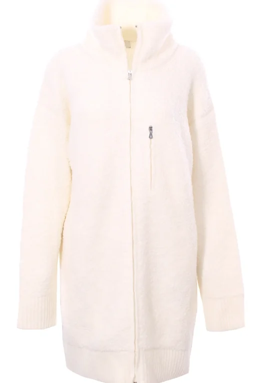 Cardigan lungo con zip effetto boucle'