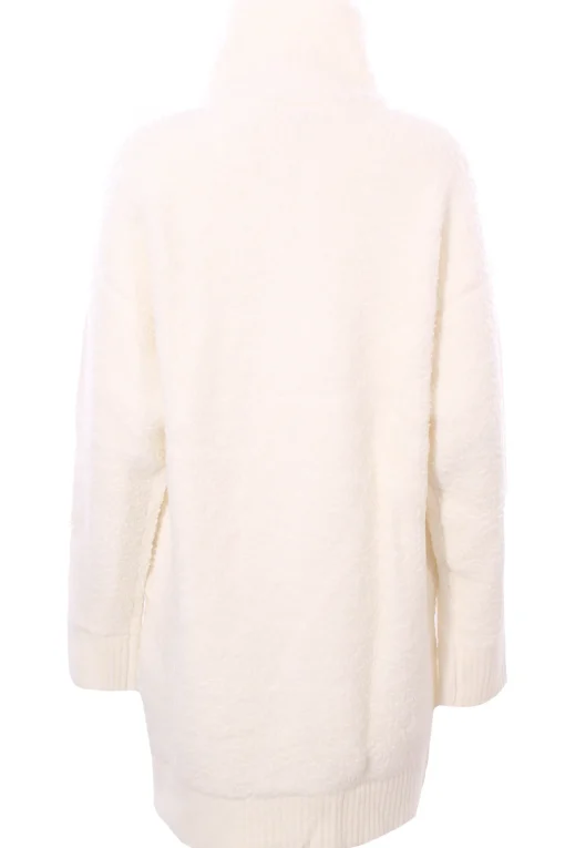 Cardigan lungo con zip effetto boucle'