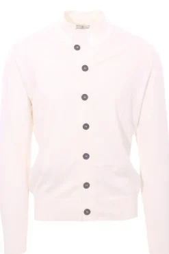 cardigan polo in seta e cotone
