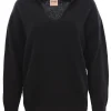 Collo a v in cashmere e lana