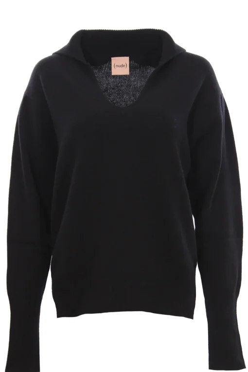 Collo a v in cashmere e lana