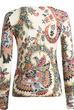 Collo a v in cashmere e seta stampa paisley