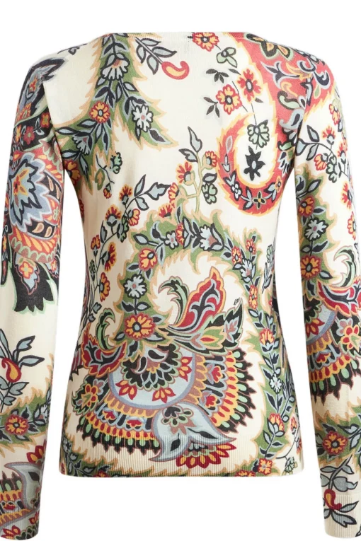 Collo a v in cashmere e seta stampa paisley