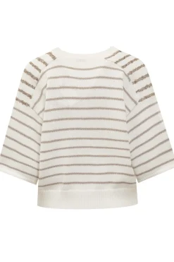 Collo a v in cotone con paillettes