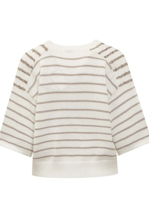 Collo a v in cotone con paillettes