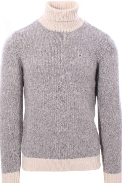 collo alto bicolor in lana e cashmere moulinè