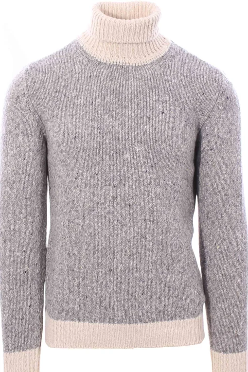 collo alto bicolor in lana e cashmere moulinè