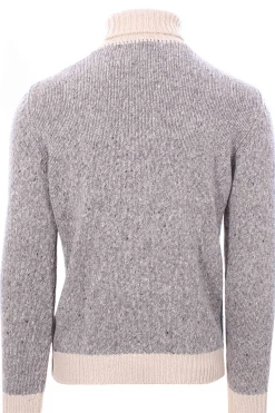 collo alto bicolor in lana e cashmere moulinè