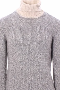 collo alto bicolor in lana e cashmere moulinè