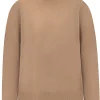 Collo alto in lana seta e cashmere con applicazioni