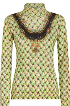 Collo alto in seta e cashmere stampa floreale