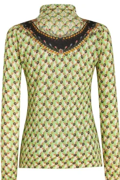Collo alto in seta e cashmere stampa floreale