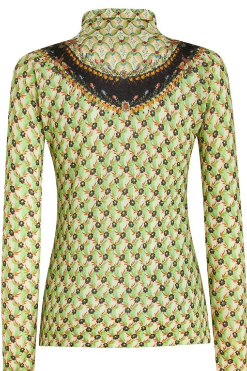 Collo alto in seta e cashmere stampa floreale