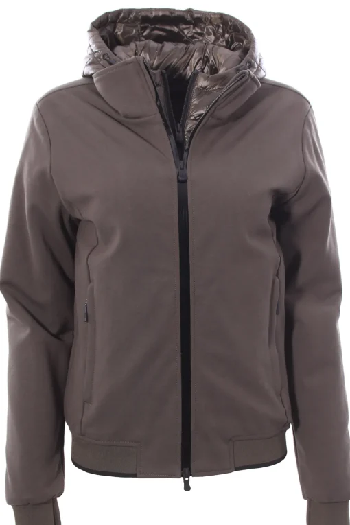 Felpa zip con pettorina e cappuccio