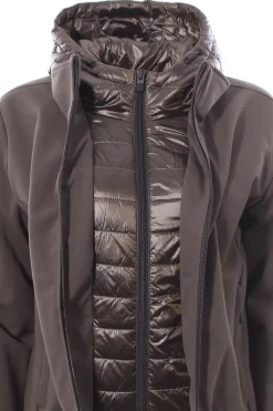 Felpa zip con pettorina e cappuccio