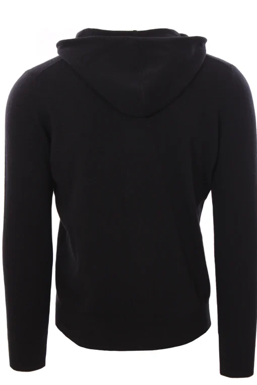 Full zip cappuccio in lana e cashmere